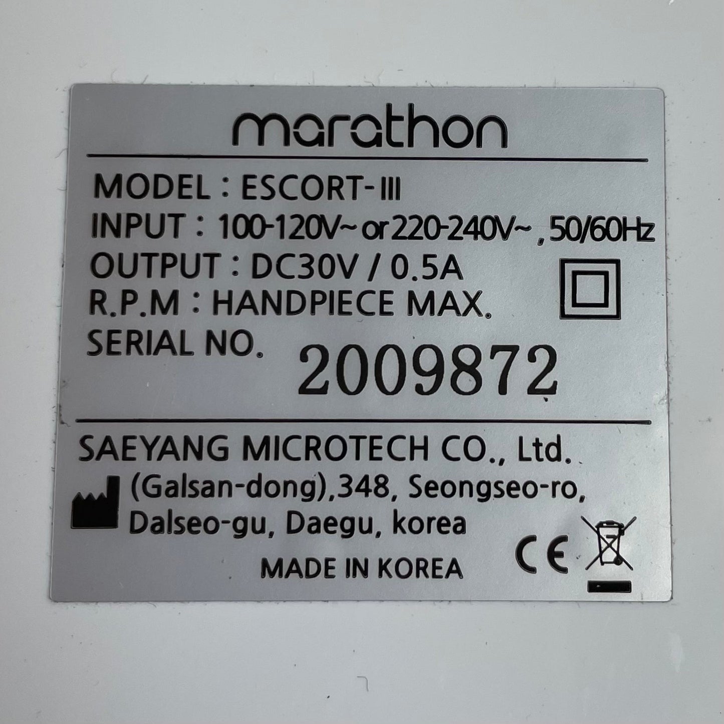 Nail Drill Set MARATHON Escort IIl +SH20N white (New! Made in Korea)