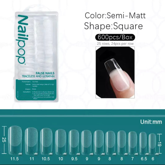 Gel tips, 600 pc set, square