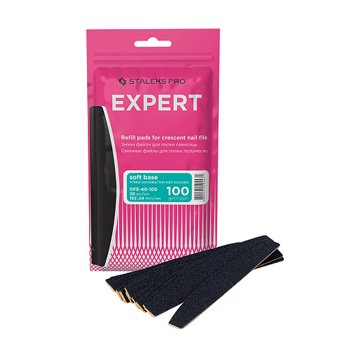 STALEKS PRO EXPERT 40 REFILL PADS (Black Soft) for CRESCENT FILE 100 BLACK GRIT, 30pc