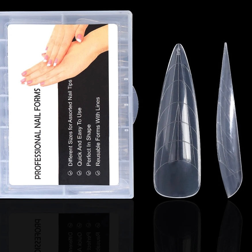 Dual Nail Forms #7 pointy clear for acrygel, polygel, 120pc