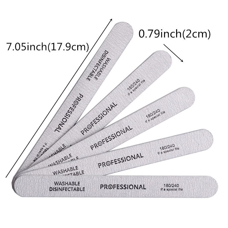 Nail File (wood) 180/240- Gray, 50pc