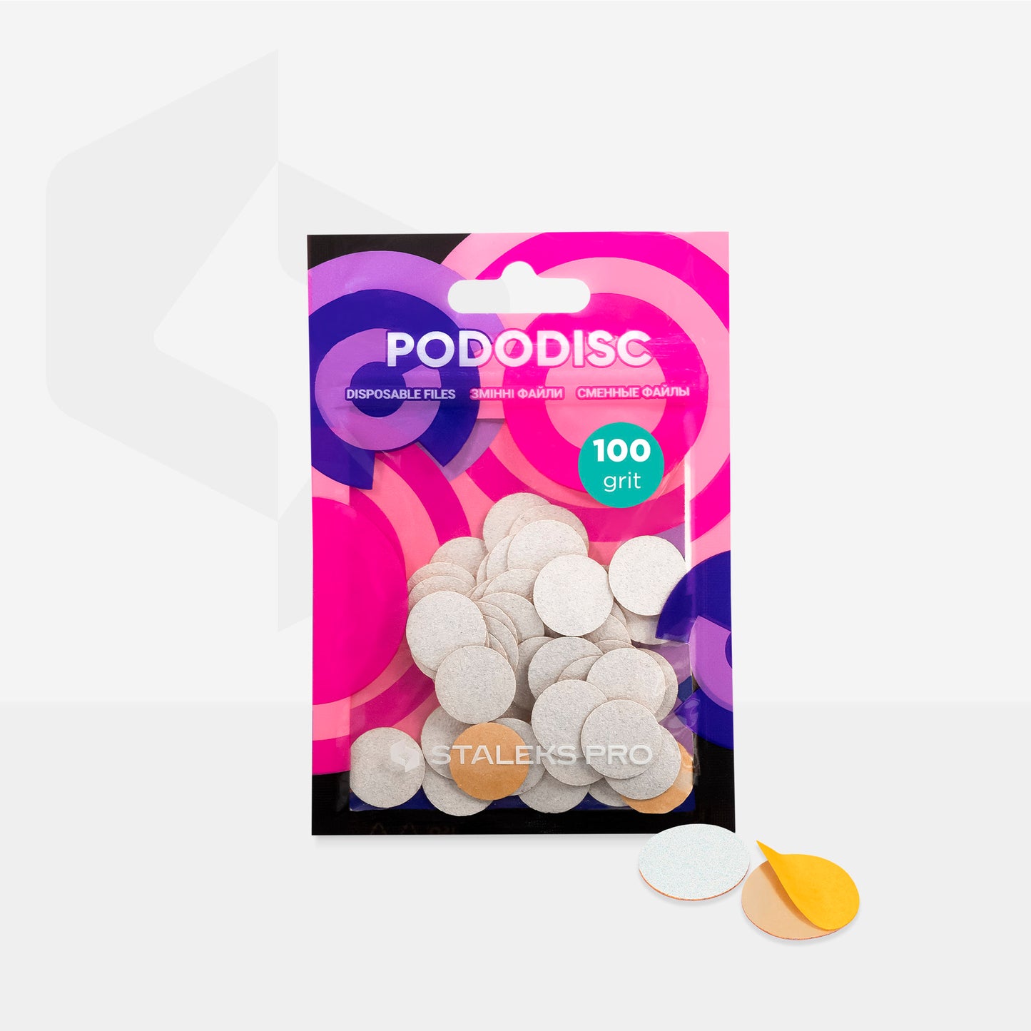 STALEKS PRO PODODISC 100 Grit (White Thin) REFILL PADS, SMALL, 50PC