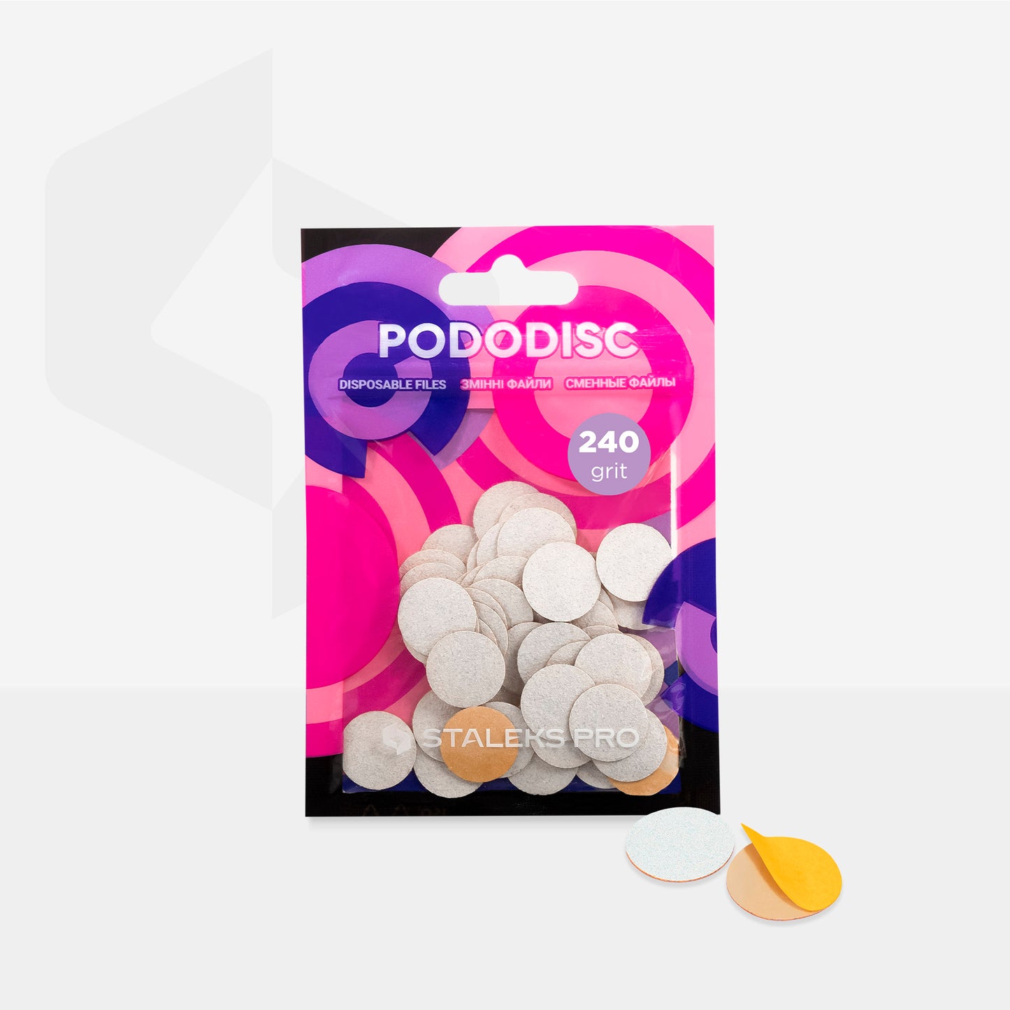 STALEKS PRO PODODISC 240 Grit (WHITE thin) REFILL PADS, SMALL, 50PC