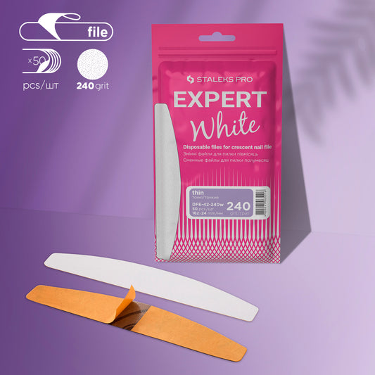 STALEKS PRO EXPERT 42 (White Thin) REFILL PADS for CRESCENT FILE 240 GRIT, 50pc